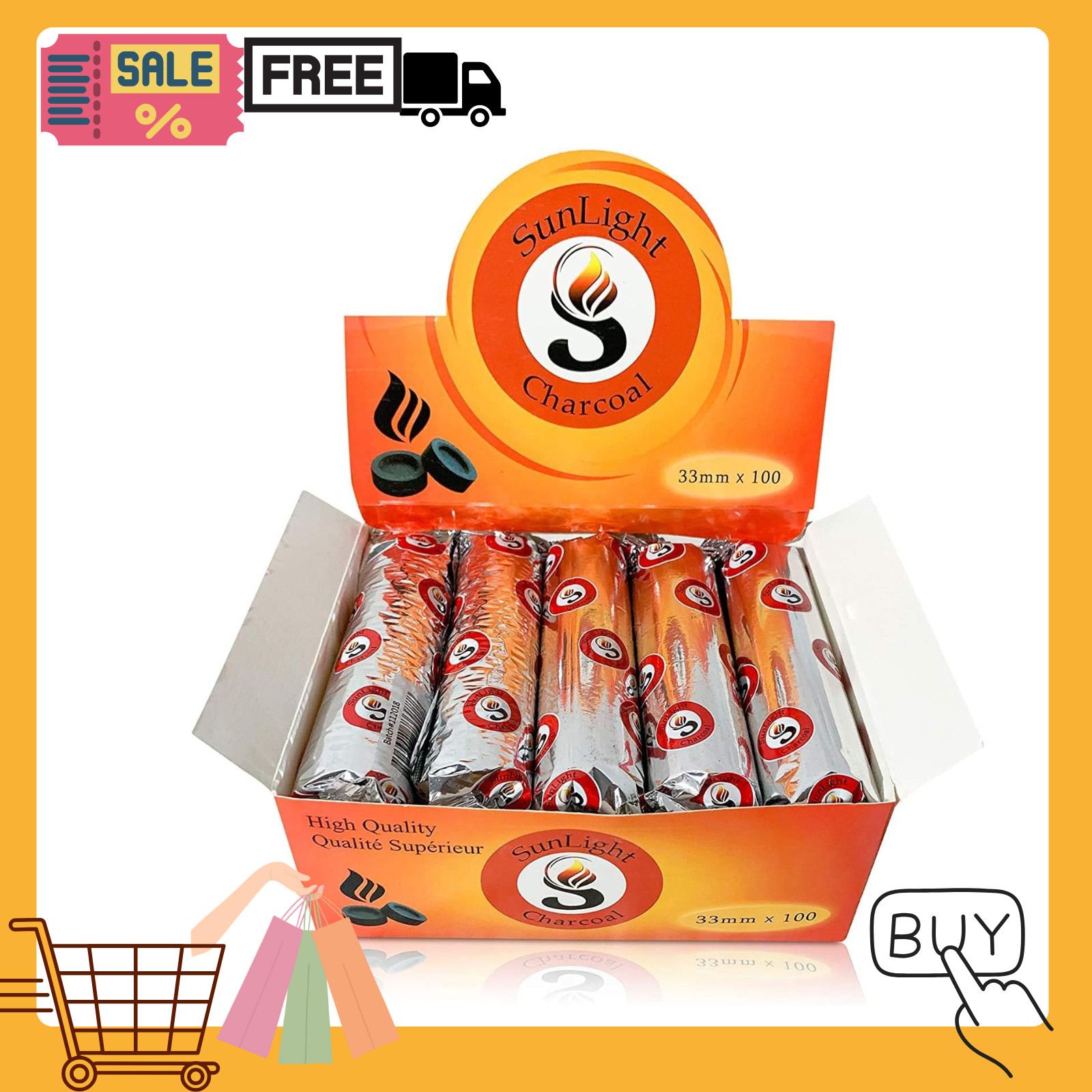 Sunlight Charcoal Tablets 33mm Quick Light Incense Burner Discs 100 Count gallery