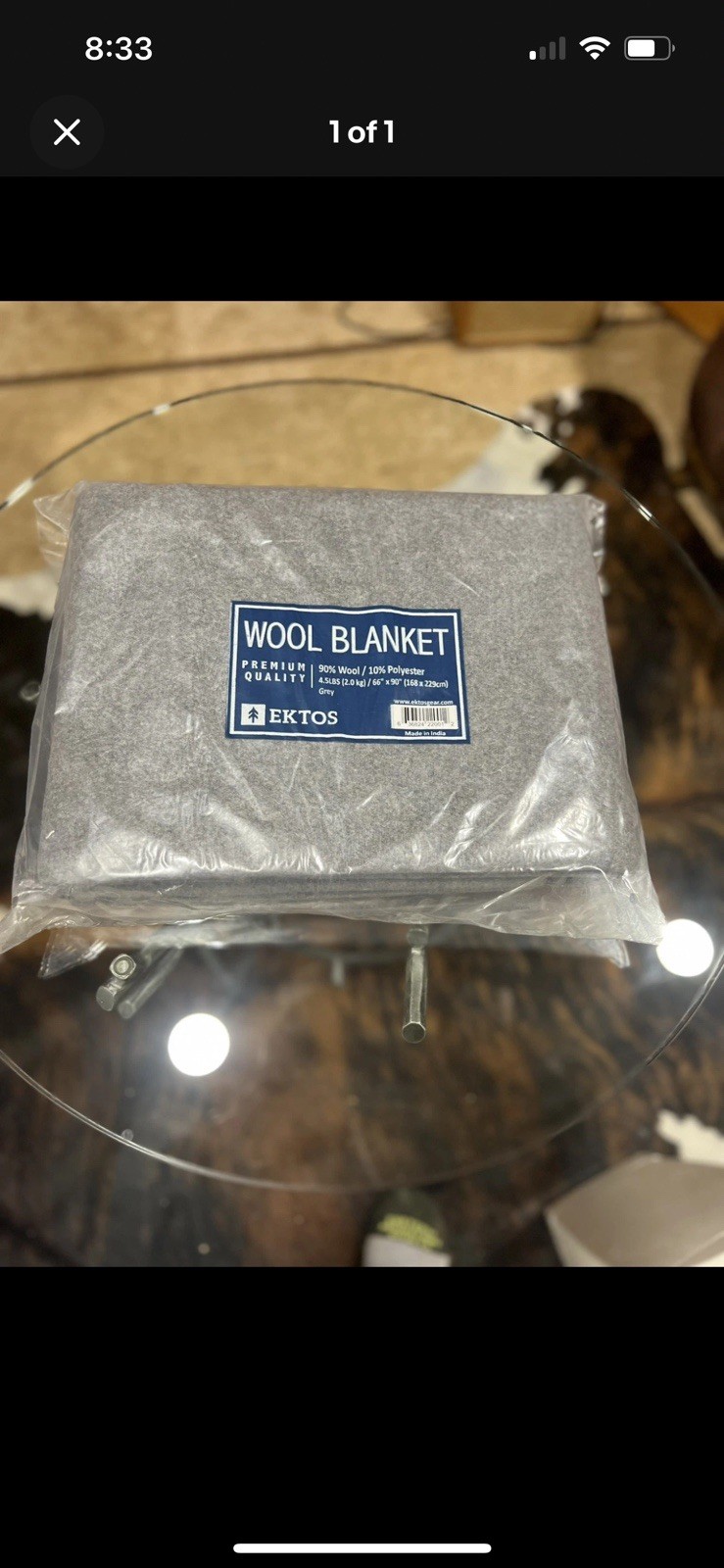 Wool Blanket 90% Wool Brand New 66”x90” 4.5 Pounds gallery