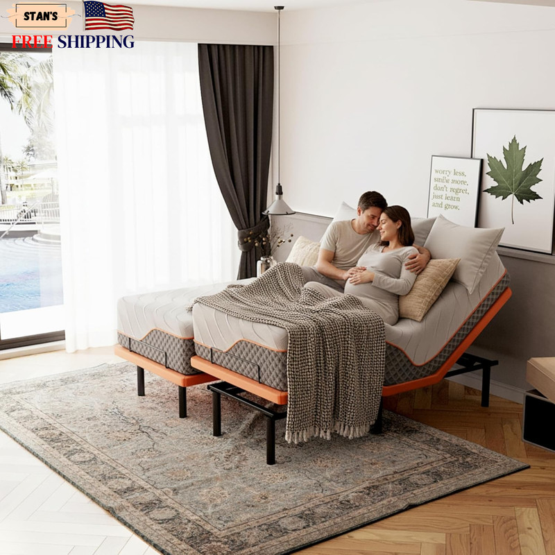 Split King Adjustable Bed Frame with Mattress - 14” Luxury Hybrid Mattress Smart gallery