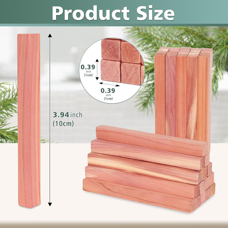 50PCS Cedar Blocks for Clothes Storage, 100% Aromatic Red Cedar Wood Sticks Chip gallery