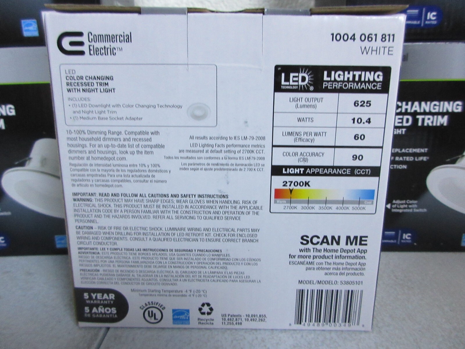 Commercial Electric 4 in. Adjustable LED Recessed Light Trim w/ Night Light 8PK gallery
