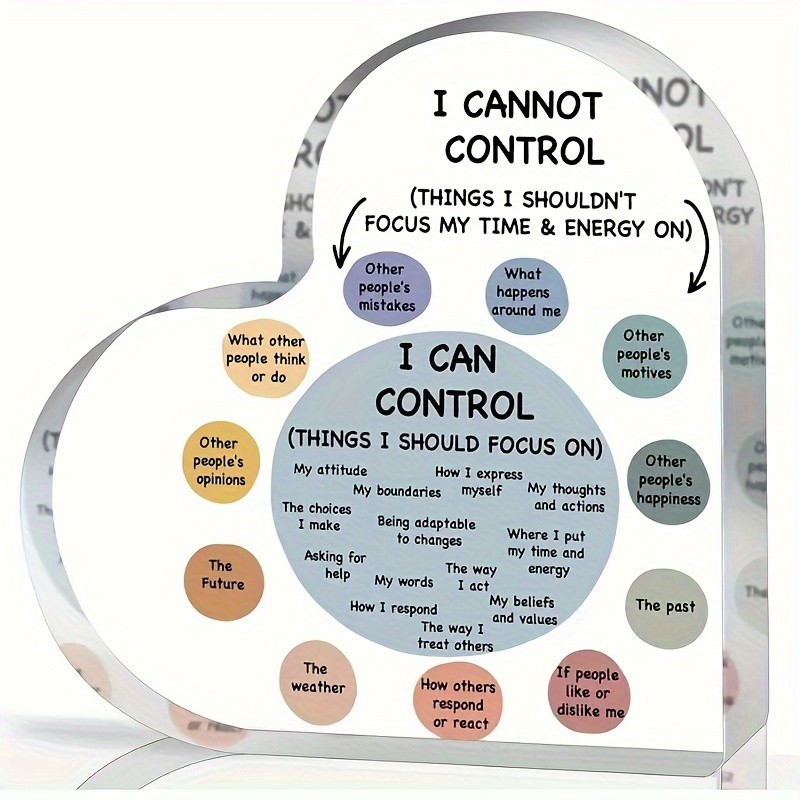 Heart Acrylic Plaque Control Circle Mental Health Self Care Reminder Table Decor gallery