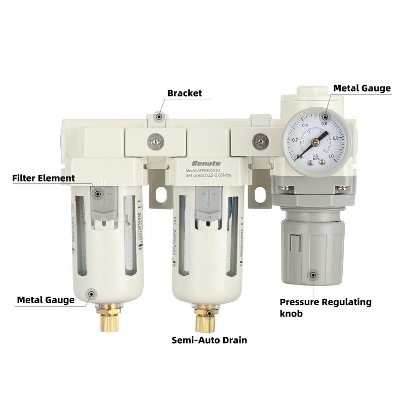 Three Stage Air Drying System 3/8" NPT - 0.01 Micron Filter, Regulator, Gauge 0- gallery