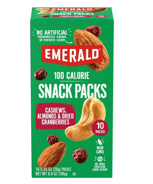 Emerald Nuts Cashews & Almonds with Dried Cranberries, 100 Calorie Packs, 10 Ct gallery