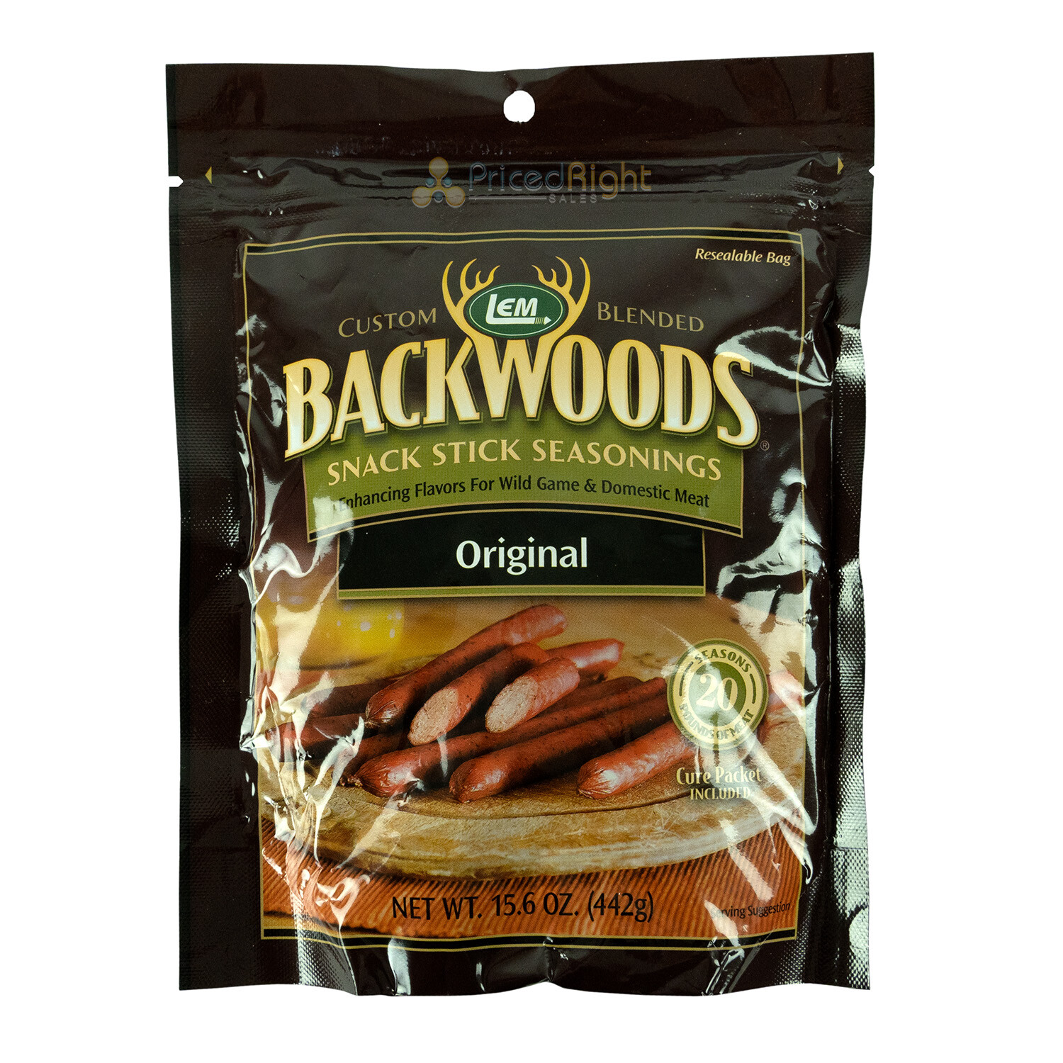 Backwoods Original Snack Stick Seasoning 20 lbs Meat w/ Cure Packet LEM 15.6 oz gallery