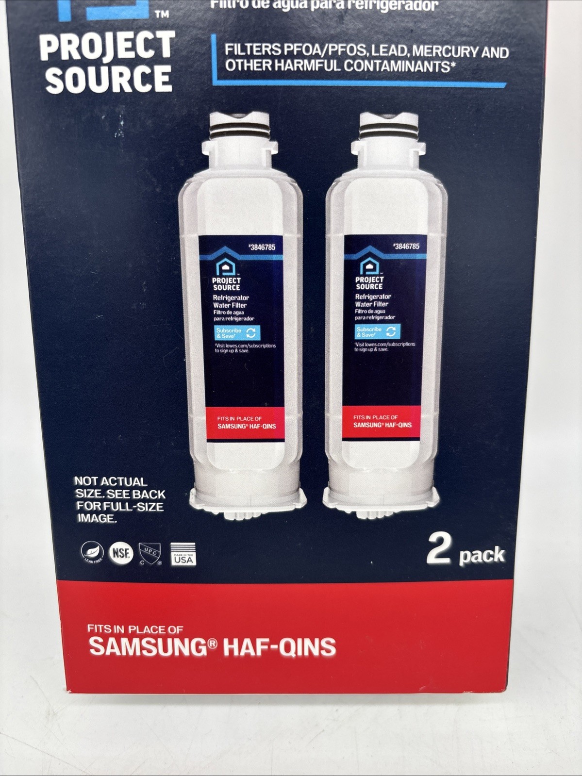 New Project Source Samsung HAF-QINS 3846785 Refrigerator Water Filter 2 Pack QTY gallery