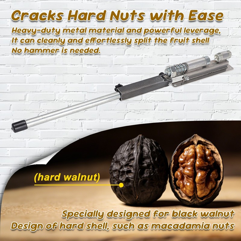 Heavy Duty Black Walnut Nut Cracker Wall Mount for Macadamia Hickory - Unpainted gallery