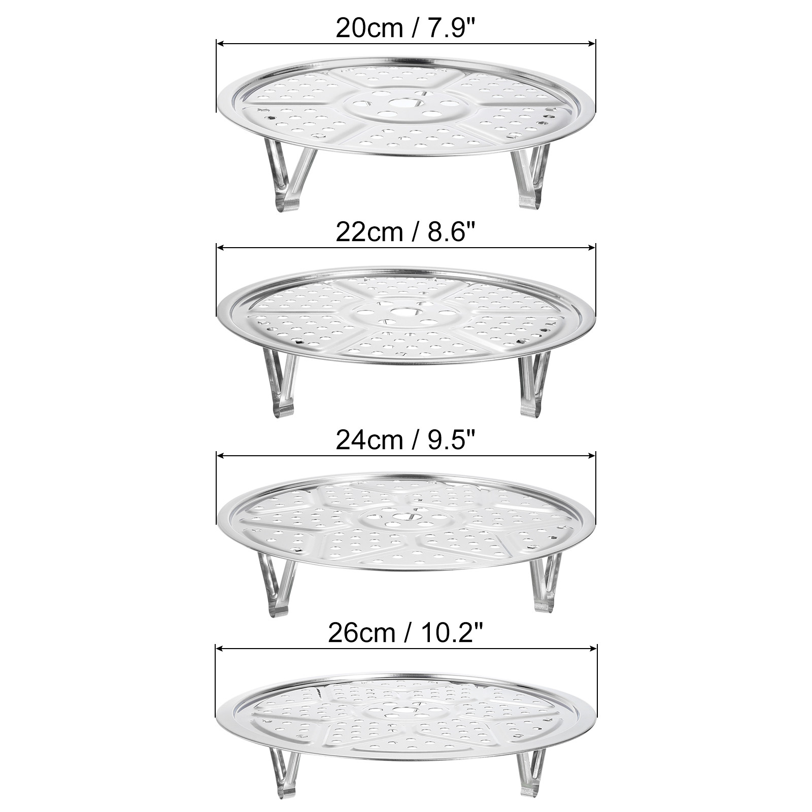 4pcs Stainless Steel Steamer Rack with Stand, Insert Stock Pot Steaming Tray gallery