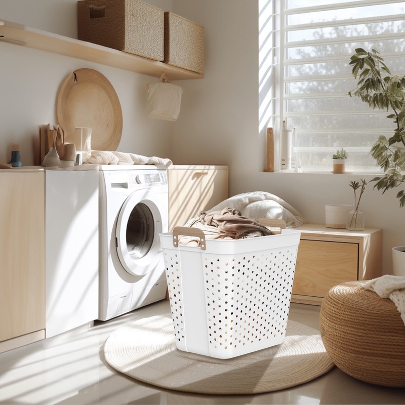2 Bushel Flex Rectangular Decorative Basket Tote White gallery