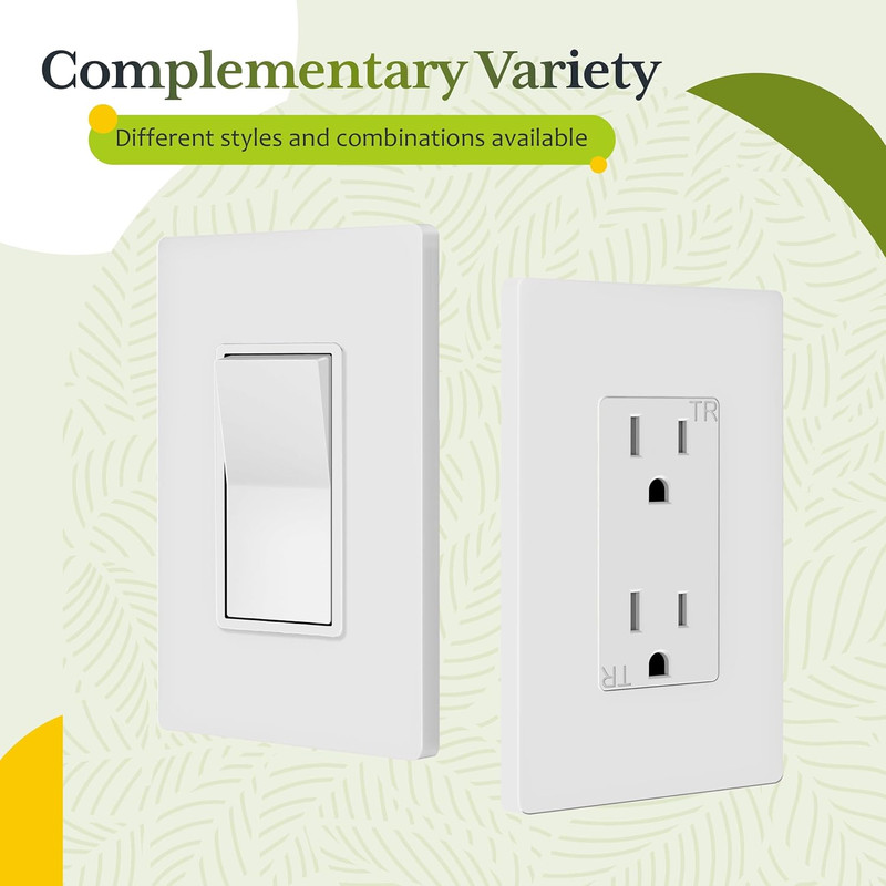 Child Safe Screwless Wall Plates, 1-Gang, 100 Pack, Glossy White gallery