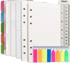A6 Refill Paper, 100 Sheets Lined Paper, 6 Hole Punched – 5 Binder Dividers, 3 P