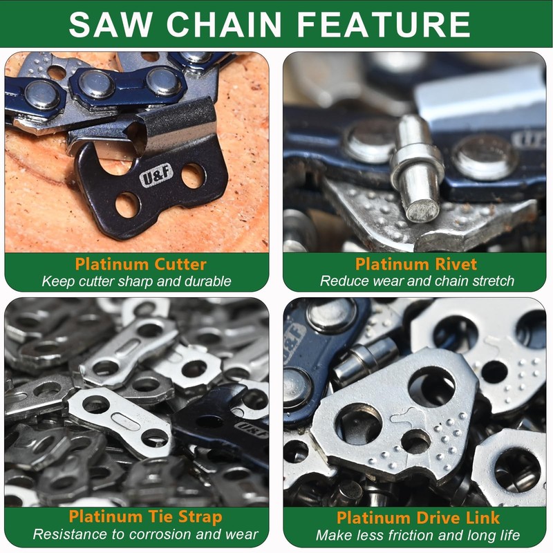 Upforest 3 Pack Full Chisel Chainsaw Chain 20 Inch .058 Gauge, 3/8 20 inches gallery