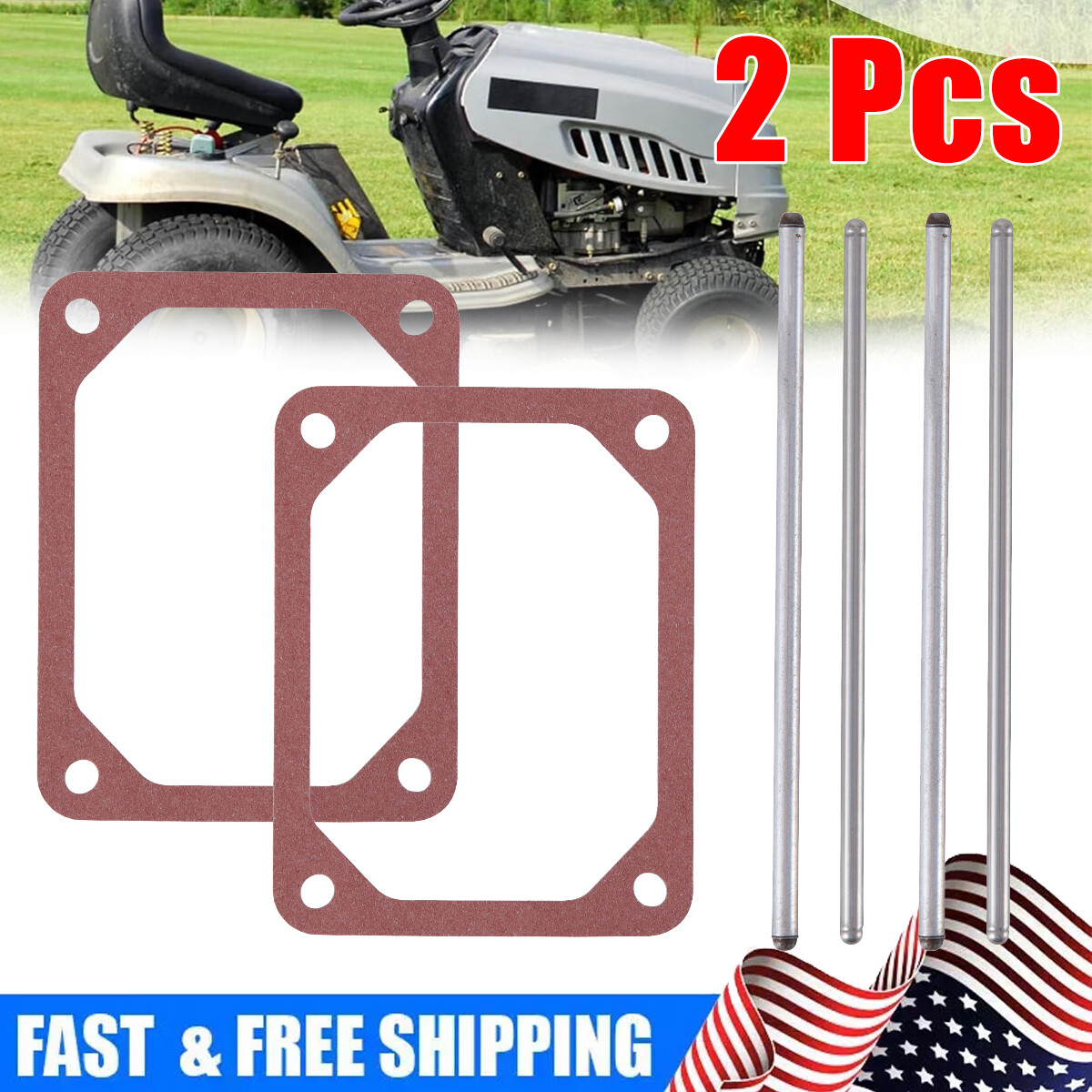 2PCS For Briggs & Stratton Push Rod Set &Valve Cover Gasket 690981 690982 690971 gallery