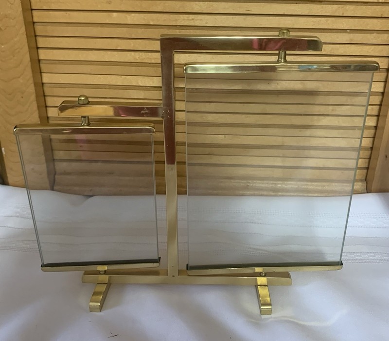 Dual Picture Frames Solid Brass Swivel Dual Sided Vintage Retro 5" x 7"& 4" x 5" gallery