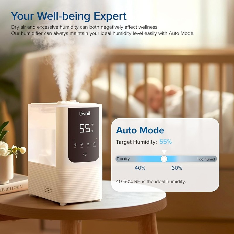 LEVOIT Humidifiers for Home, Smart Warm/Cool Mist Air Humidifier, OasisMist4.5L gallery