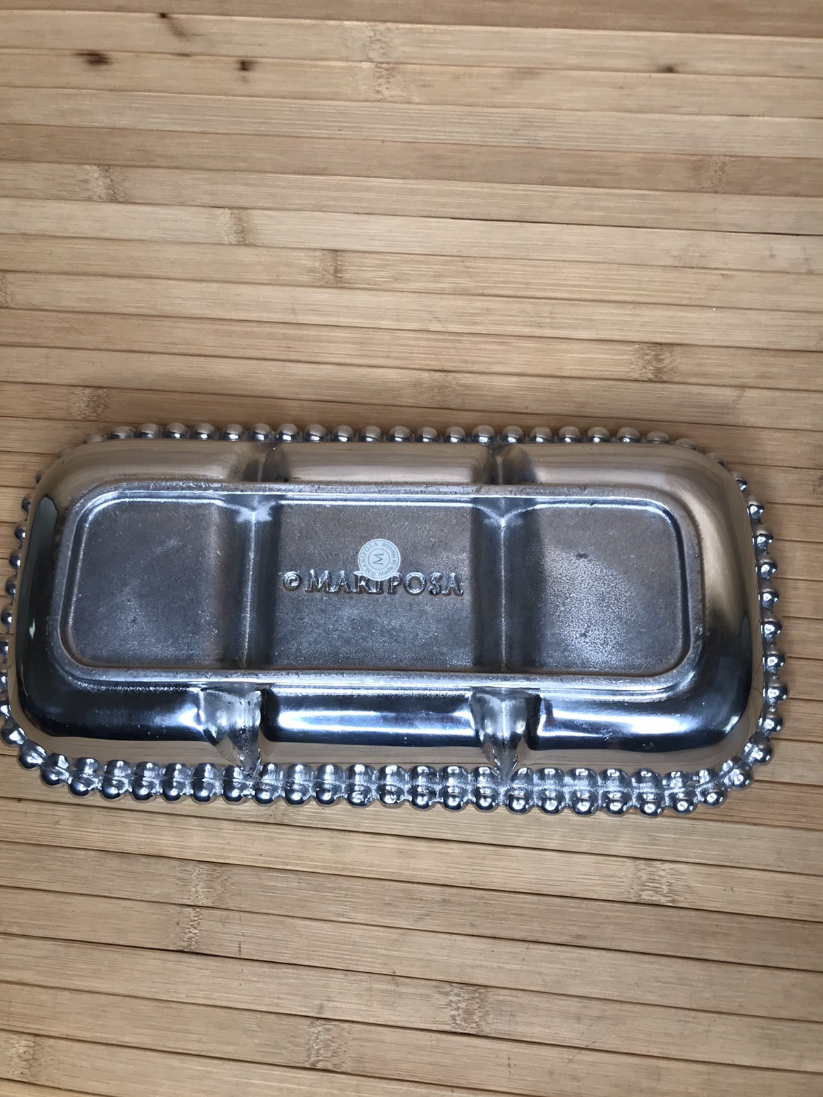 Mariposa “String Of Pearls” 3 Section Server tray platter 12 x 6 over 2 lbs gallery