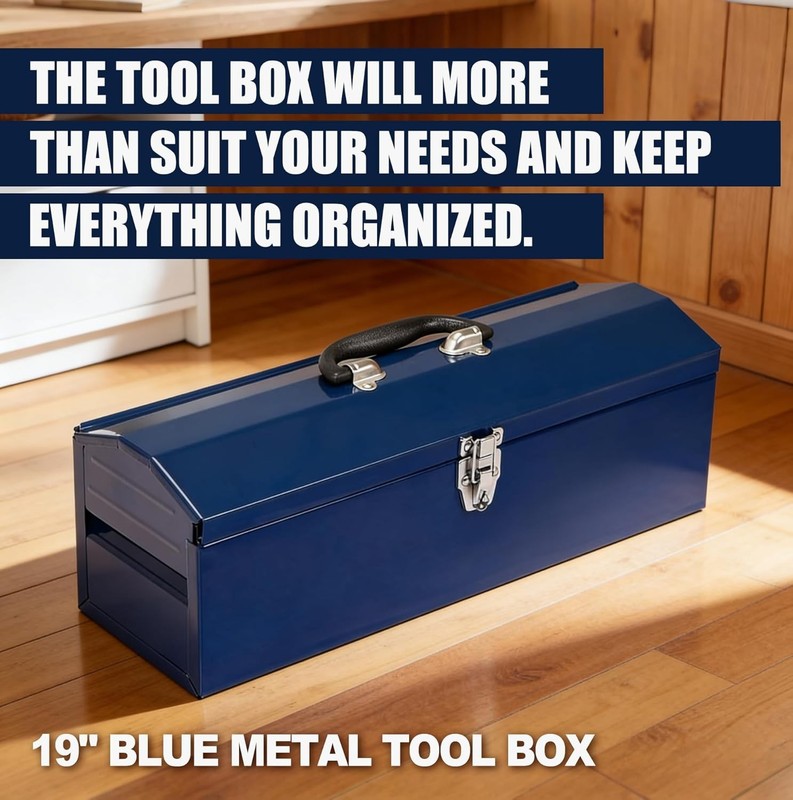 NEW Portable 19" Metal Tool Box Storage Tray Bin Workshop Tool Parts Organizer gallery