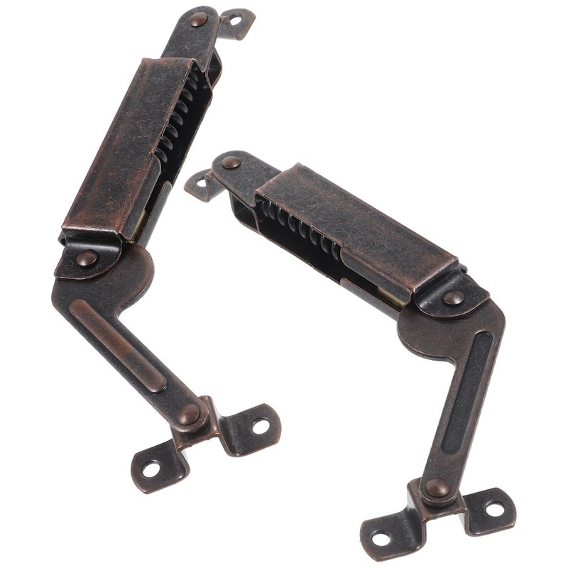 2Pcs Dark Brown Lid Support Hinges for Wooden Boxes Smooth Operation Garage Use gallery
