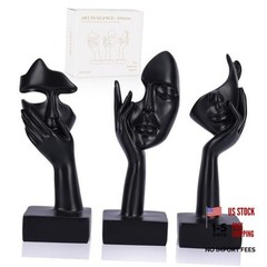3 Pcs Thinker Large Statue Set – Black Art Abstract Home Accent 9″ 3 Pcs Black
