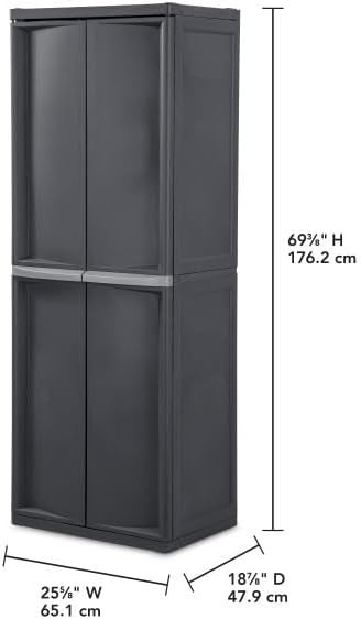 Sterilite 4 Shelf Lockable Cabinet Gray - Adjustable Garage Pantry Storage Organ gallery