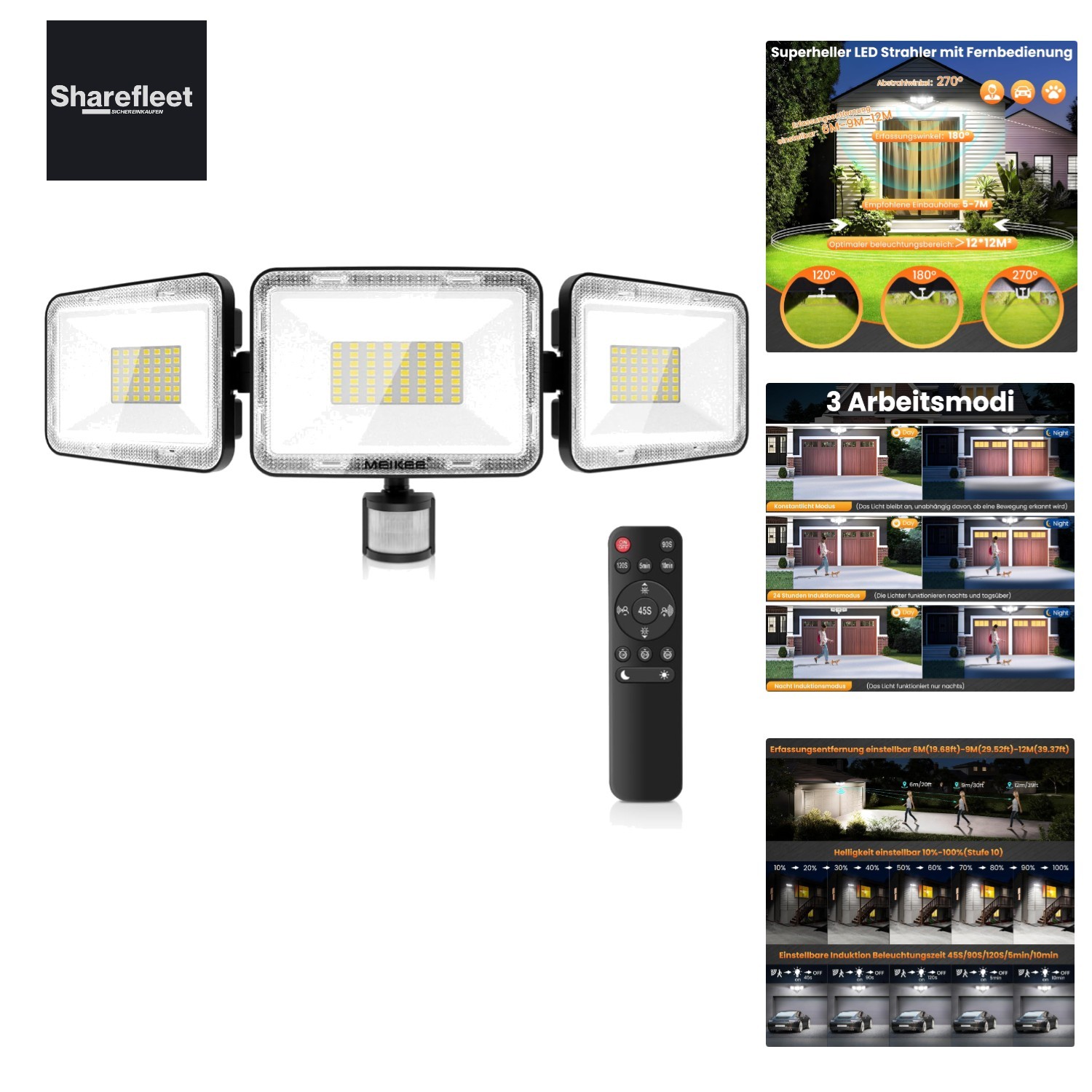 70W LED Spotlight with Motion Sensor Outdoor 6800LM 6500K Cool White Brightness E... gallery