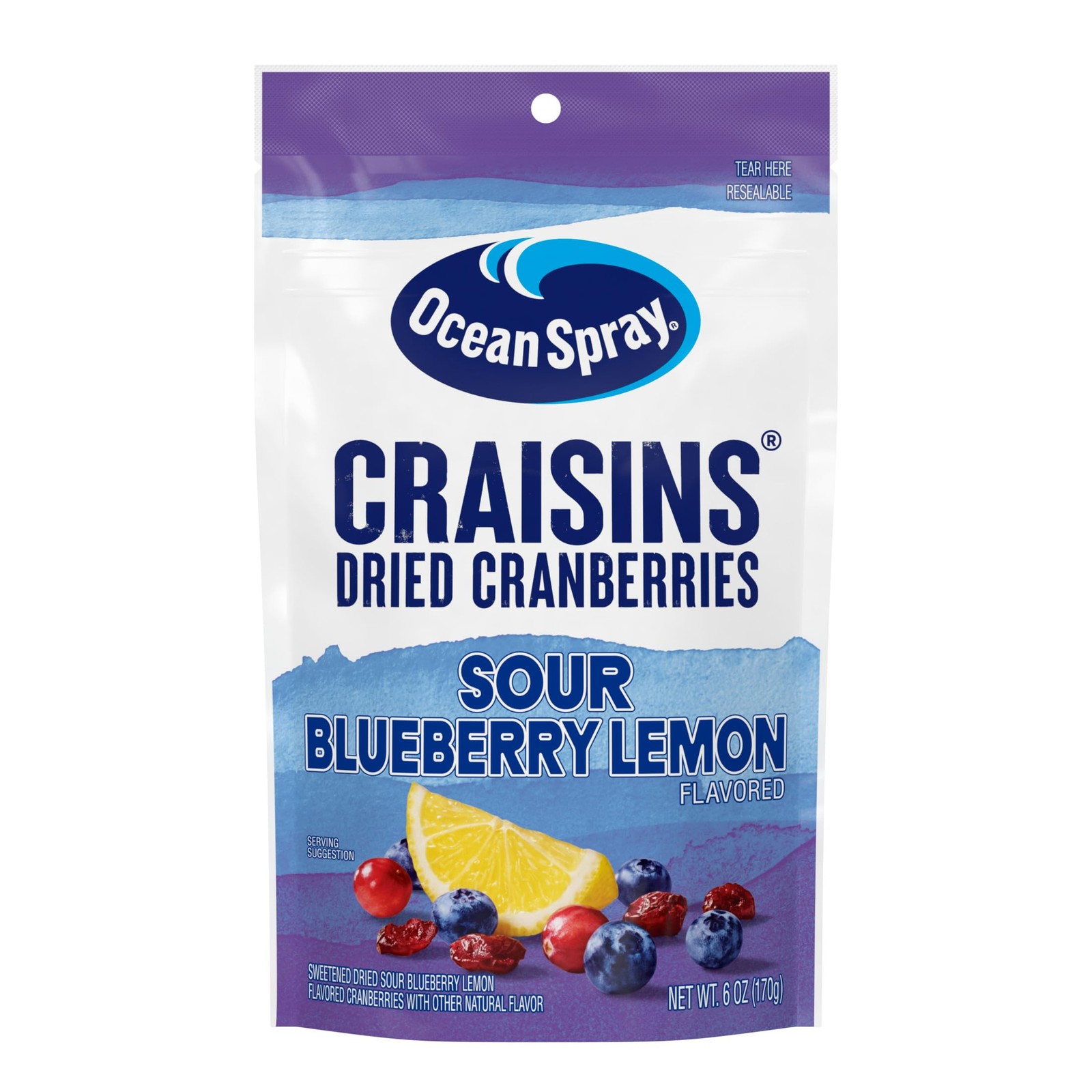 Ocean Spray® Craisins® Sweetened Dried Cranberries, Sour Blueberry Lemon, 6oz gallery