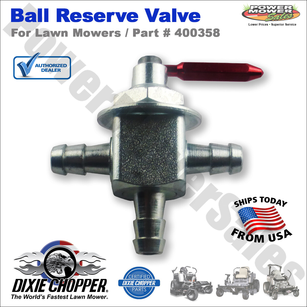 Dixie Chopper Ball Reserve Valve for Mowers, 2014 Silver Eagle 2660EFI, 400358 gallery