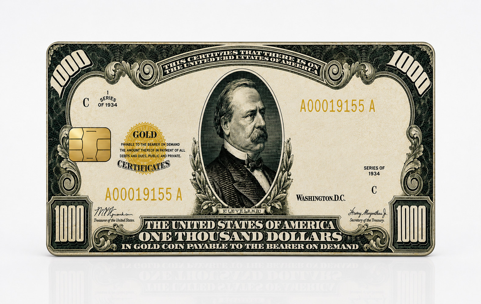 $1000 Gold Certificate Debit Card Credit Card Skin Sticker ATM USA Replica gallery