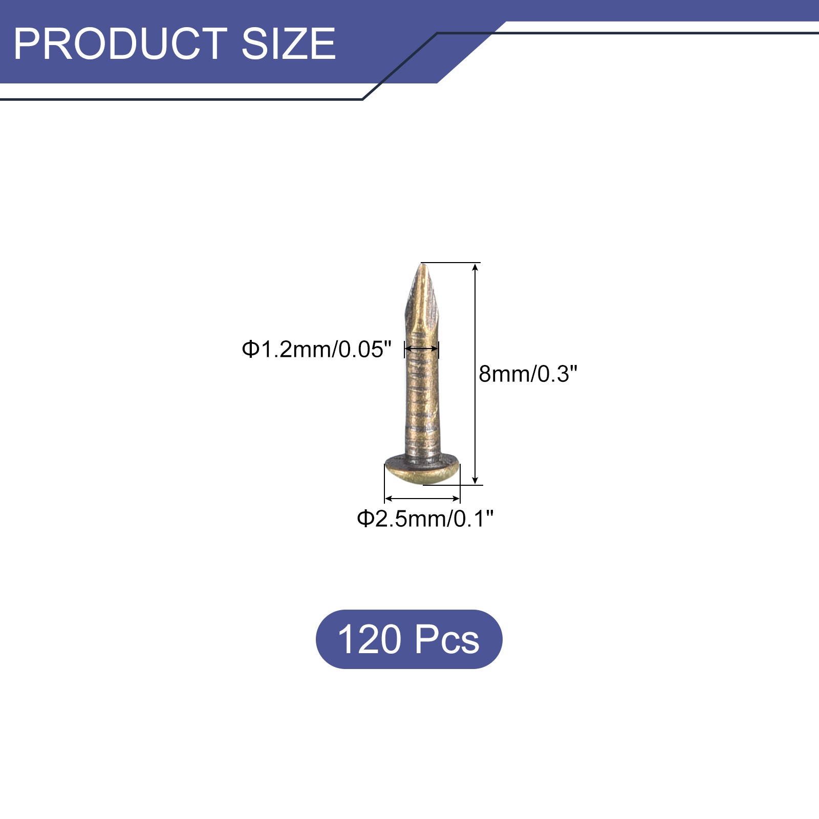 120Pcs Small Tiny Nails 1.2x8mm Tiny Brass Nails Small Nail Bronze gallery