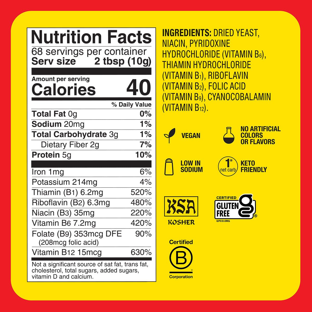 Premium Nutritional Yeast Seasoning - Vegan, Gluten Free – Good Source of Protei gallery