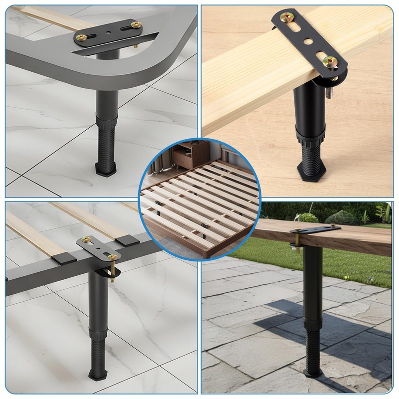 Caeuiciw 4 Pcs Adjustable Height Bed Support Legs 7.08-12.6 inch Black gallery