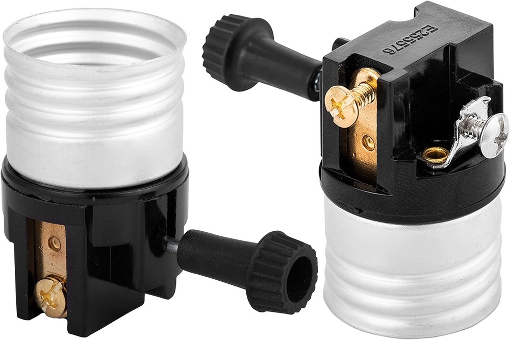 (2 pack) 3 way socket replacement for lamp, Medium Base Interior Only, Black