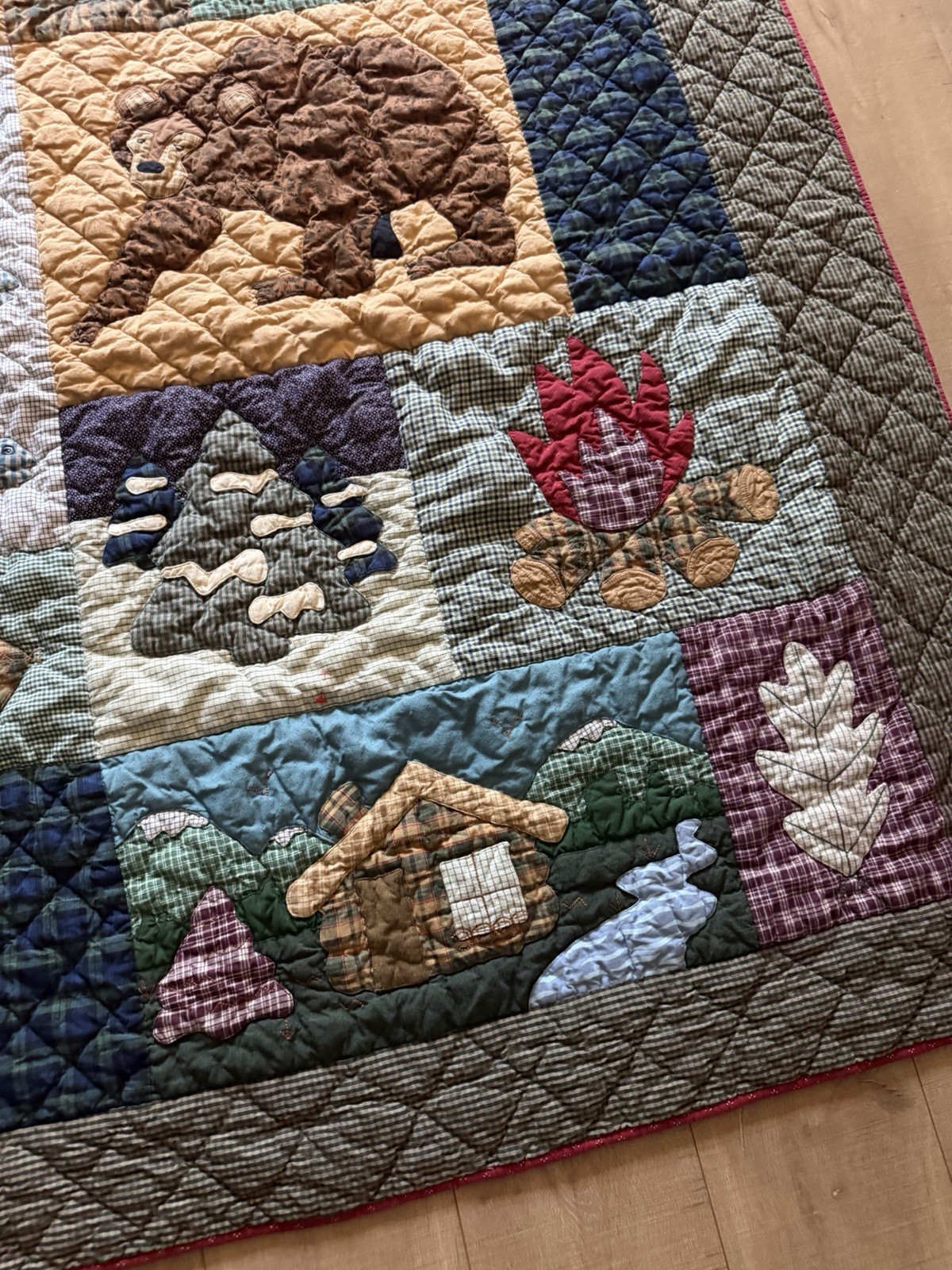 Patch Magic Quilt Patchwork "Camping Memories" Cabin Bear Canoe Cotton 58x47.5” gallery