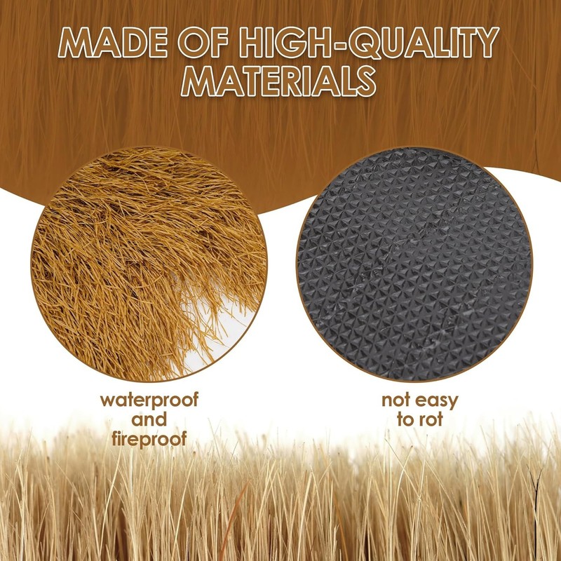 Artificial Thatch Grass Roof Roll 19.7ft x 19.7in Fireproof Waterproof Tiki Bar gallery