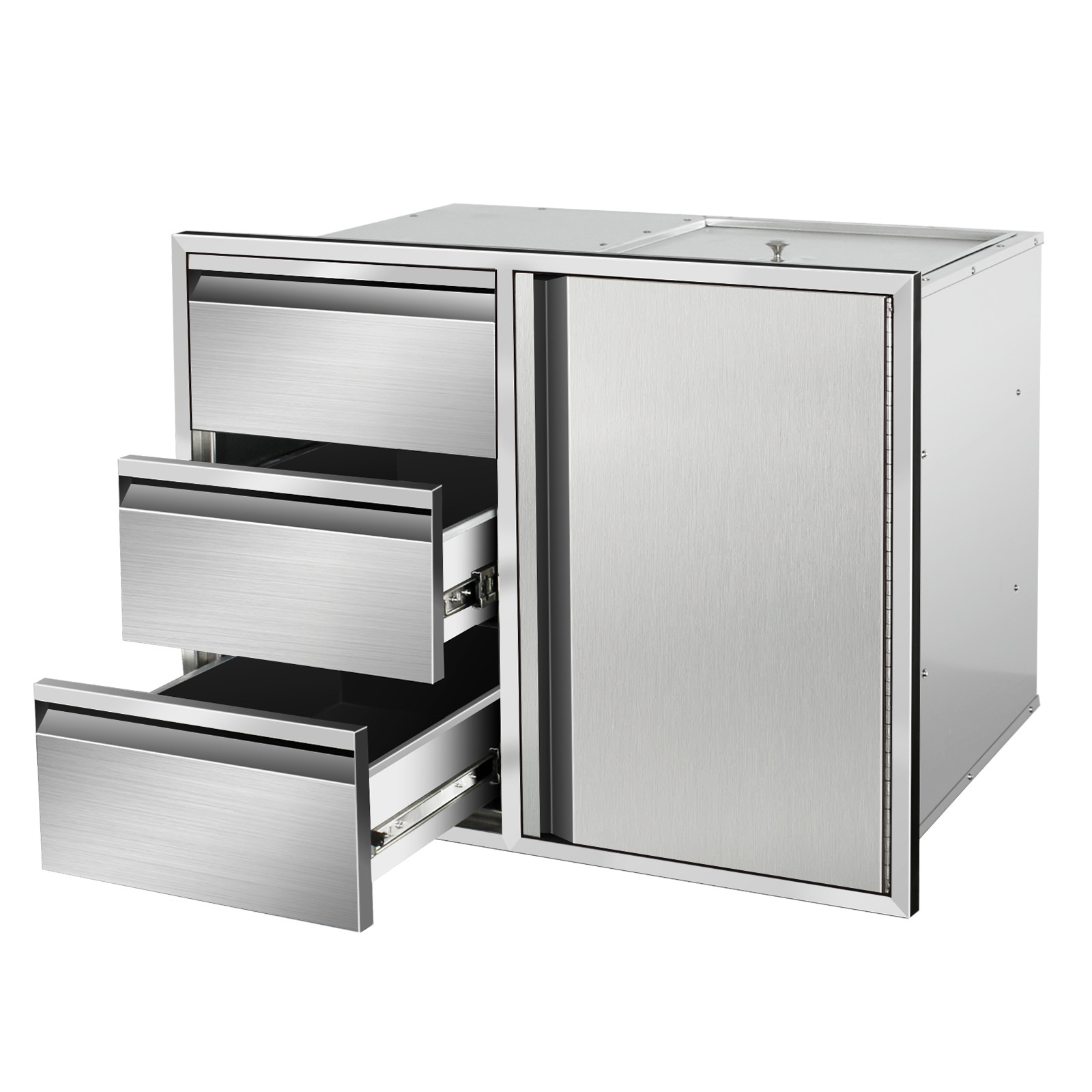 Outdoor Kitchen Drawer Combo Cabinet Built-in Triple Drawers&Door Storage gallery
