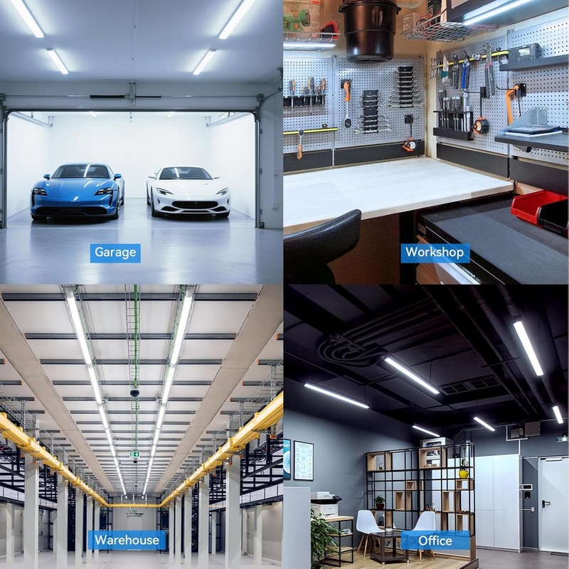 JESLED T8 Led Light 4FT D Shape 50W 5000K Linkable LED Shop Light for Garage ETL gallery