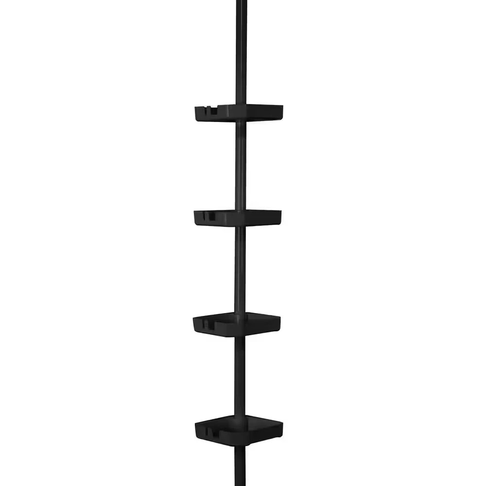 NEW Durable 4 Tier Tension Corner Shower Organizer Caddy Matte Black Bathroom gallery