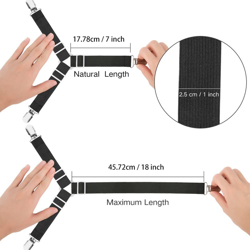 4 Pcs Adjustable Triangle Fitted Straps Fasteners Holders Garters for Bed Sheets gallery