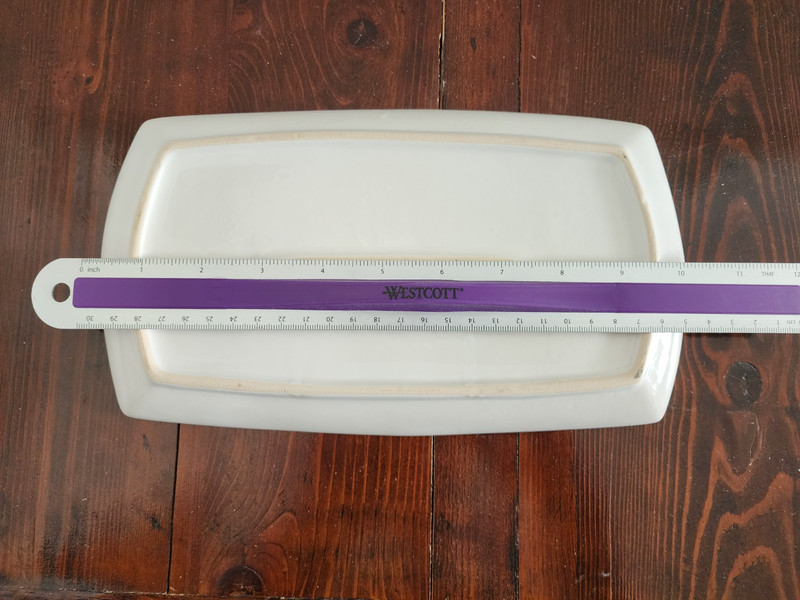 World Market White Rectangular Ceramic Plate Asian Calligraphy 9.5 in x 6.5 in gallery