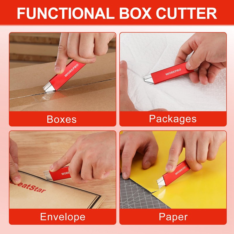 WORKPRO 12Pack Box Cutter Retractable Utility Knife Razor Knife Box Opener Blade gallery