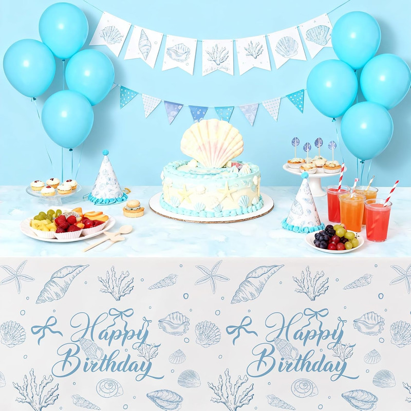 Seashell Party Tablecloth Decorations for the Summer Ocean Birthday Baby Shower gallery