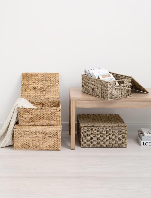 Seagrass Wicker Baskets for Organizing Large Wicker Basket with Lid Decorativ gallery