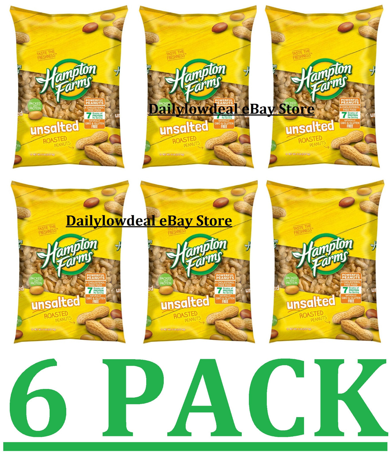6 Pack-Hampton Farms Unsalted In-Shell Peanuts (5 lbs.) (Total 30 lbs) gallery