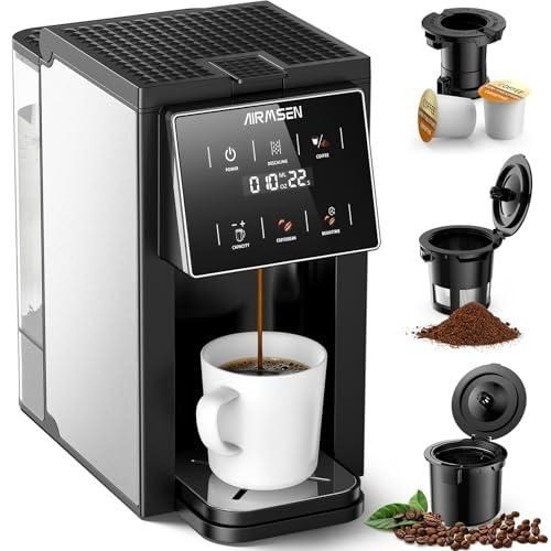 AIRMSEN Grind & Brew Coffee Maker Single Serve K-Cup Grinder Black
