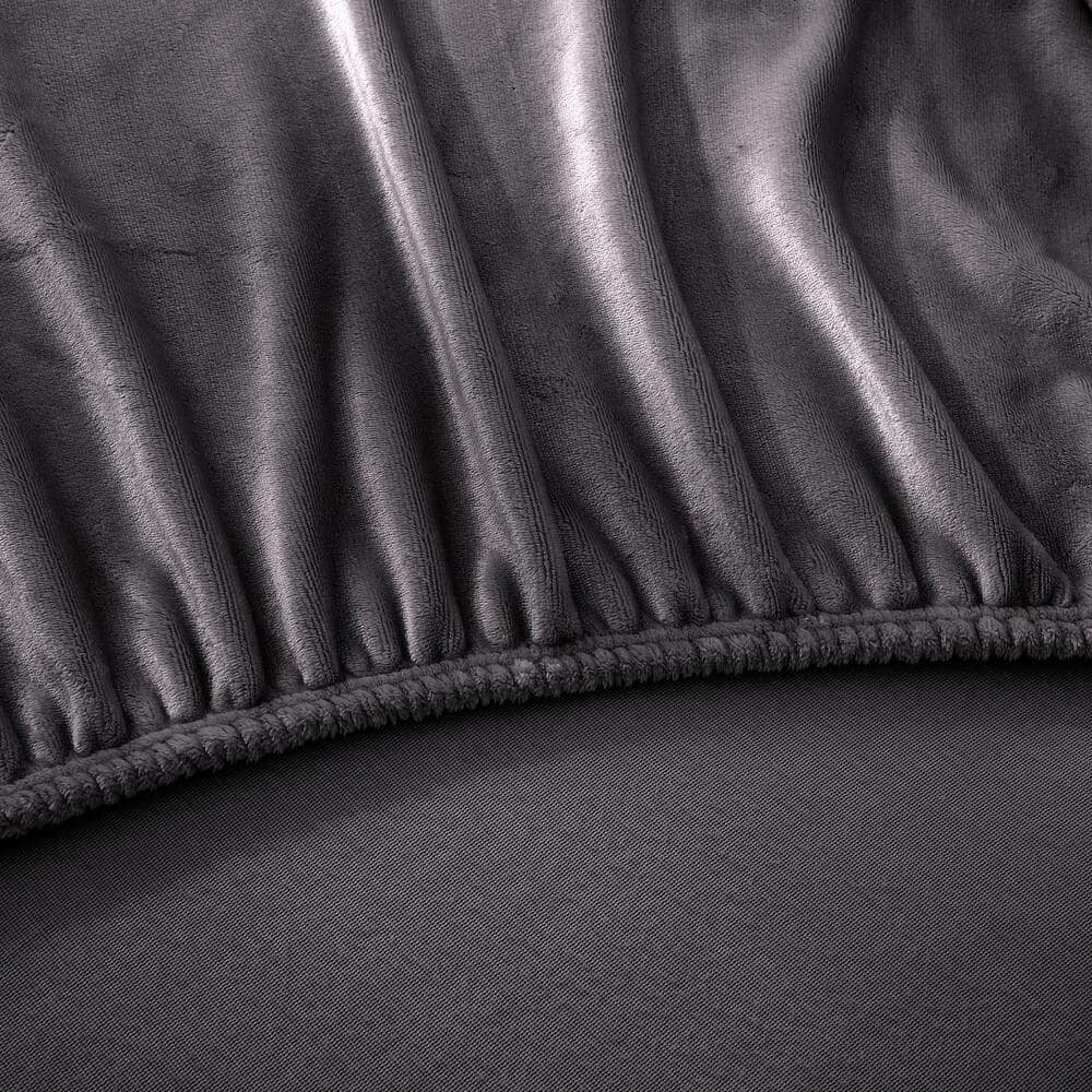 Swift Home 1-Piece Fitted Sheet Full Gray Polyester Flannel Plush Hypoallergenic gallery