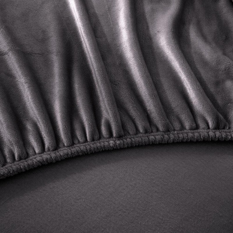 Swift Home 1-Piece Fitted Sheet Full Gray Polyester Flannel Plush Hypoallergenic gallery