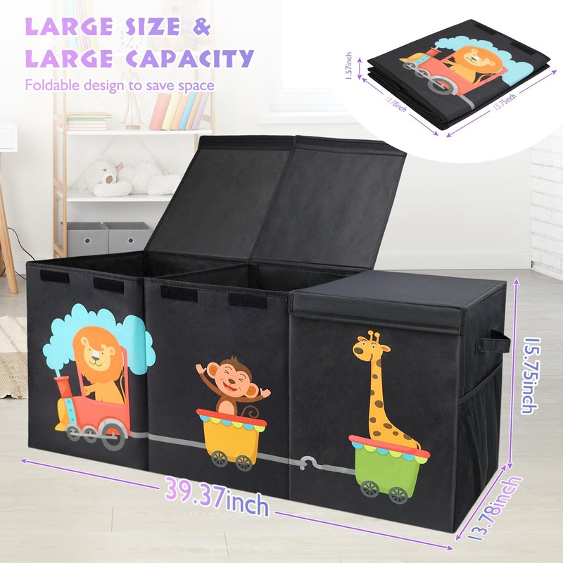 XL Toy Box with Lid - Collapsible Large Chest Toddler Bin Kids Storage Organizer gallery