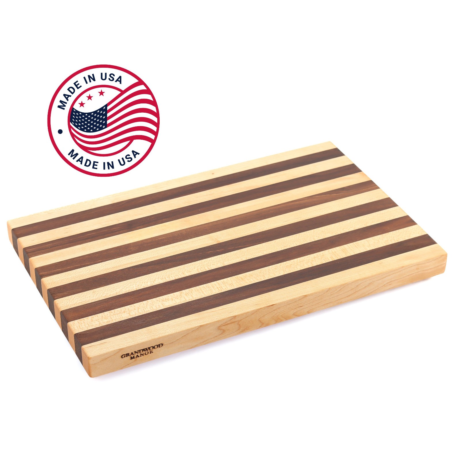 1" Thick Maple & Walnut Wood Cutting Board with Feet (15" x 10") gallery