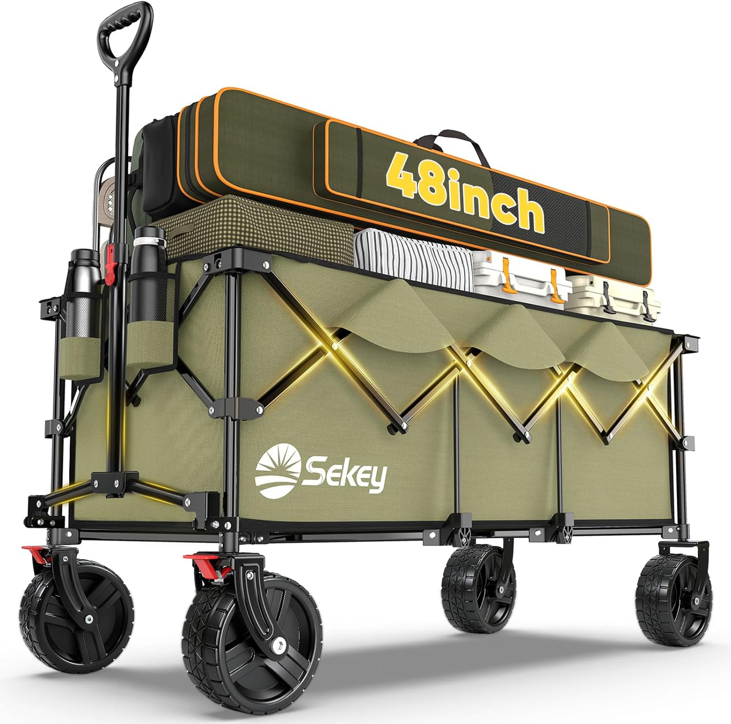 Sekey 48''L Collapsible Foldable Extended Wagon with 660lbs Weight Capacity, Hea gallery