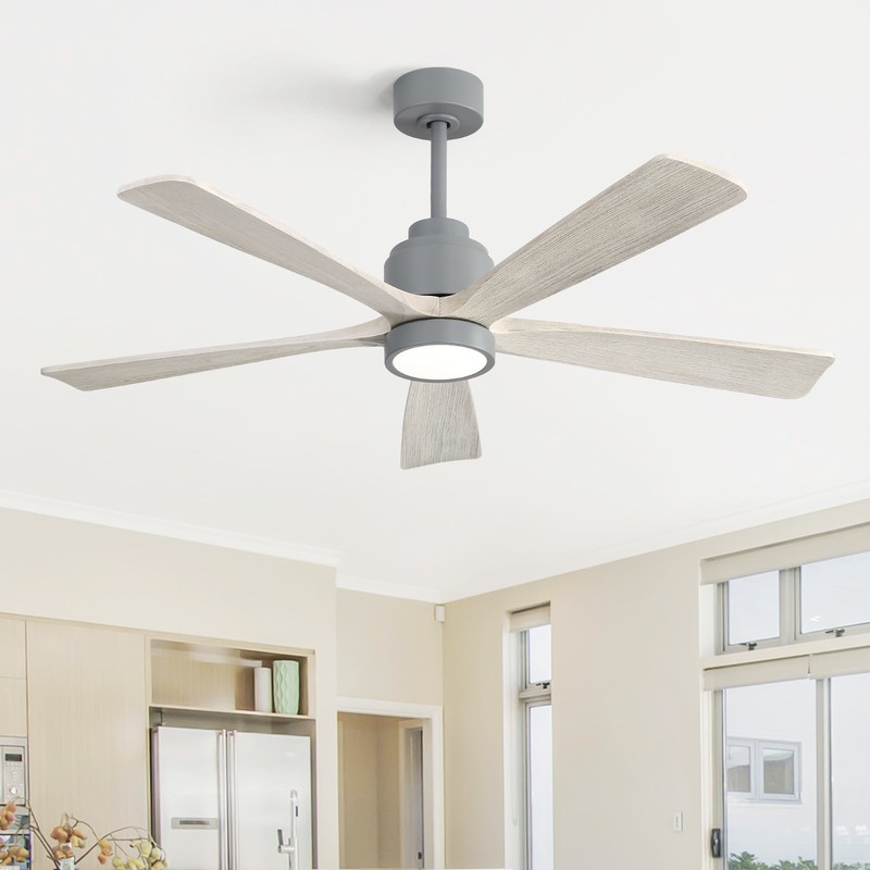 52in Solid Wood Ceiling Fan with Light and Remote Control Quiet Reversible Motor gallery